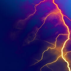 Magenta lightning bolt on an indigo background