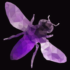 Digital art of honeycomb pattern, in teal and violet colors